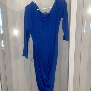 Elegant Blue Draped Dress